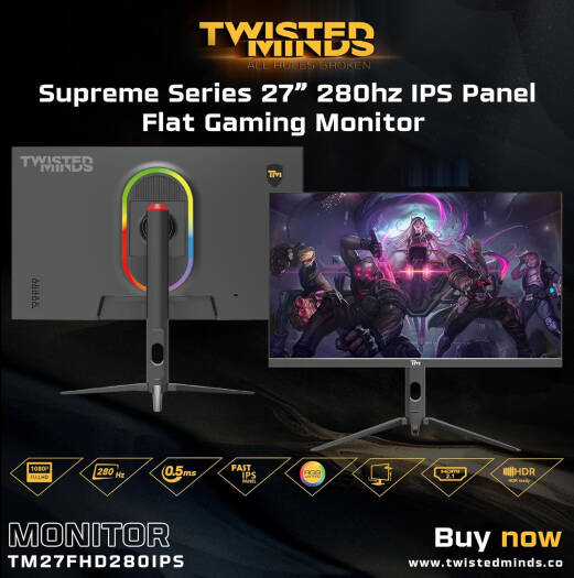 Twisted Minds TM27FHD280IPS Supreme Series Gaming Monitor, 27 Twisted Minds TM27FHD280IPS Supreme Series Gaming Monitor, 27